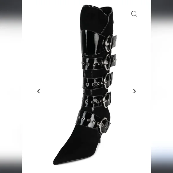 Jeffert Campbell Seatbelt Suede Patent Leather Boots Buckle Designer #59 - Picture 8 of 16